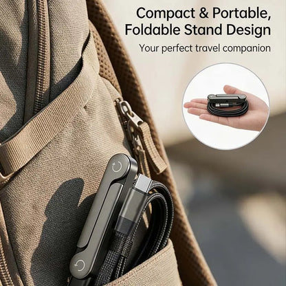 Unsichtbarer Halter, Ladekabel mit Ständer, 240 W Super-Schnellladekabel, 2-in-1-Schnellladekabel und Telefonständer für Gaming, Büro, Autoreisen, kompatibel mit Typ-C-Ladekabel Schwarz Langlebig