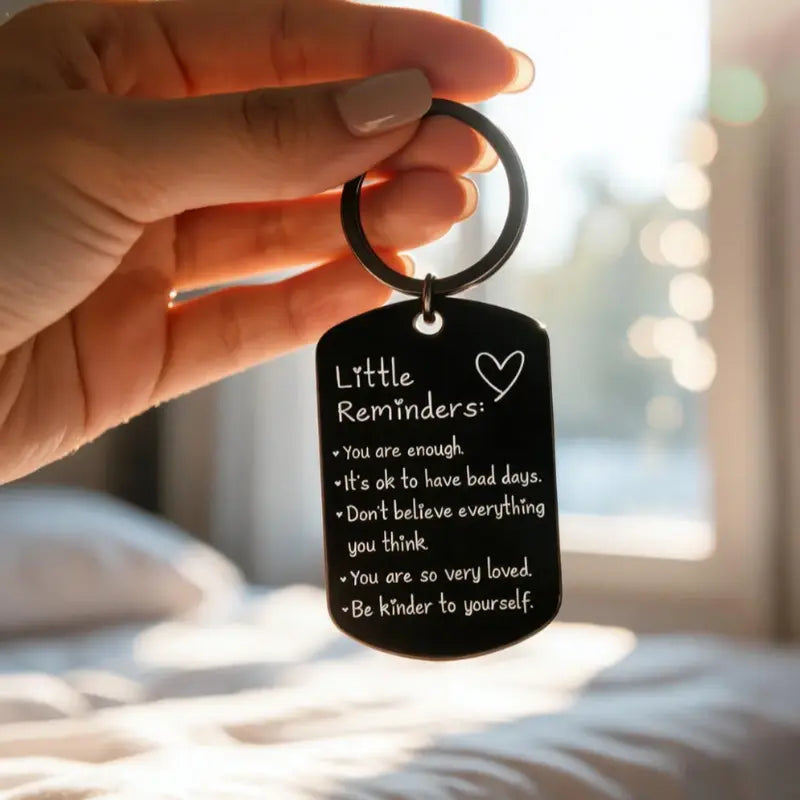 Unisex Minimalist Quote Text Keychain - Palm-Sized Tag, Polyester-Nylon Fabric, 2.8x5cm Daily Wear Accessory, All Seasons Gift with Gift Box, Keychains for Women, Uplifting Friend Present