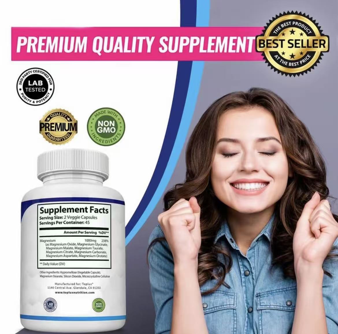 Toplux Magnesium Complex 8 Essential Magnesium Supplement
