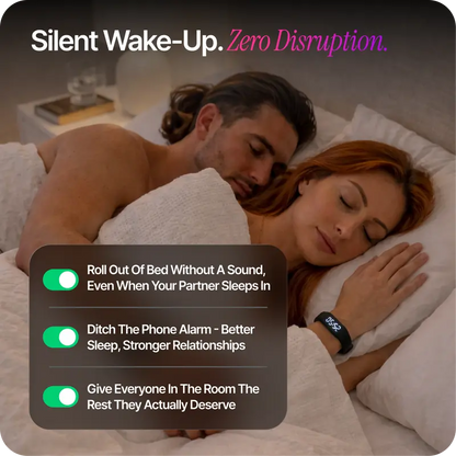 Silent Vibration Wrist-Worn Device - Portable Alarm Clock for Heavy Sleepers, Partner-Disturbance-Free, 2 Intensity Levels, Up to 3 Alarms, 14+ Day Rechargeable Battery, Portable Alarm Clocks