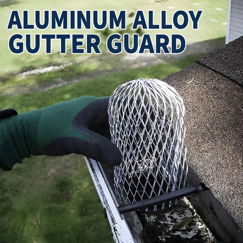 Aluminum Alloy Gutter Guard Filter 2 PCS, Roof Rain Gutter Downspout Strainer, Anti‑Clog Leaf Debris Catcher for Home Drainage System