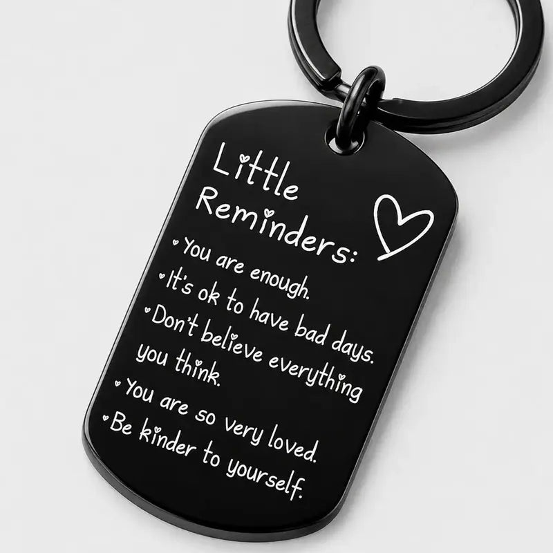 Unisex Minimalist Quote Text Keychain - Palm-Sized Tag, Polyester-Nylon Fabric, 2.8x5cm Daily Wear Accessory, All Seasons Gift with Gift Box, Keychains for Women, Uplifting Friend Present