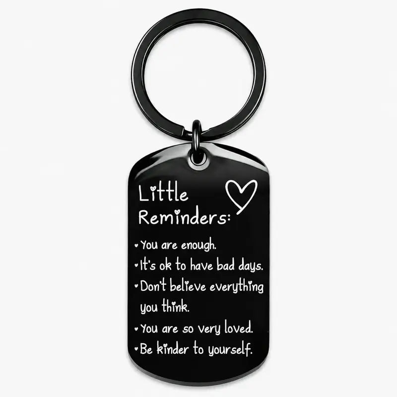 Unisex Minimalist Quote Text Keychain - Palm-Sized Tag, Polyester-Nylon Fabric, 2.8x5cm Daily Wear Accessory, All Seasons Gift with Gift Box, Keychains for Women, Uplifting Friend Present