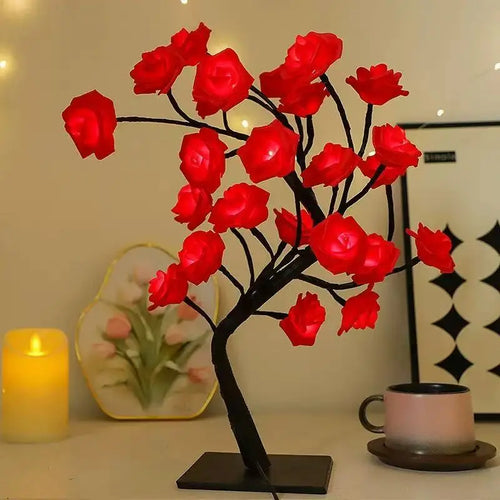Rose-shaped night light, USB-powered, table lamp, bedroom lighting, holiday decorative lights, home decor, Valentine's Day gift, Mother's Day gift, home decor lighting