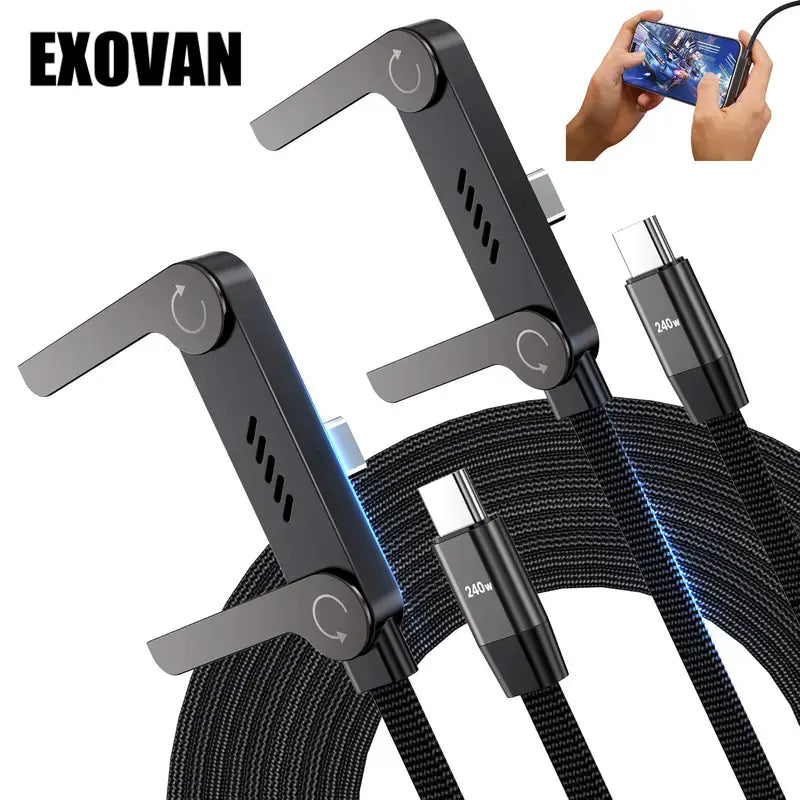 Unsichtbarer Halter, Ladekabel mit Ständer, 240 W Super-Schnellladekabel, 2-in-1-Schnellladekabel und Telefonständer für Gaming, Büro, Autoreisen, kompatibel mit Typ-C-Ladekabel Schwarz Langlebig