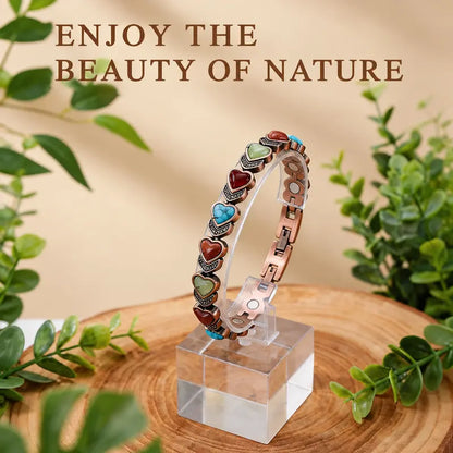 Women's Vintage Copper-Tone Bracelet with Colorful Stone Accents,Trendy Everyday Jewelry Gift for Women