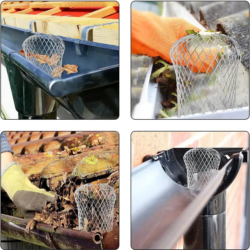 Aluminum Alloy Gutter Guard Filter 2 PCS, Roof Rain Gutter Downspout Strainer, Anti‑Clog Leaf Debris Catcher for Home Drainage System