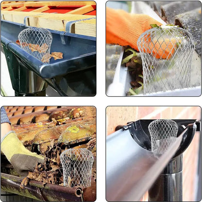 Aluminum Alloy Gutter Guard Filter 2 PCS, Roof Rain Gutter Downspout Strainer, Anti‑Clog Leaf Debris Catcher for Home Drainage System