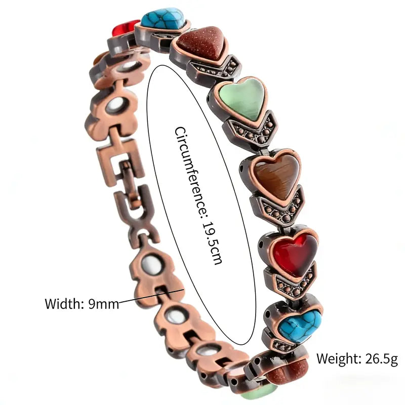 Women's Vintage Copper-Tone Bracelet with Colorful Stone Accents,Trendy Everyday Jewelry Gift for Women
