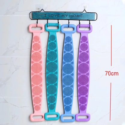 Double-Sided Silicone Back Scrubber, Exfoliating Body Brush Strap, Gentle Bathing Accessory for All Skin Types, Body Brush for Showering, Flexible Silicone Body Brushes,back to school