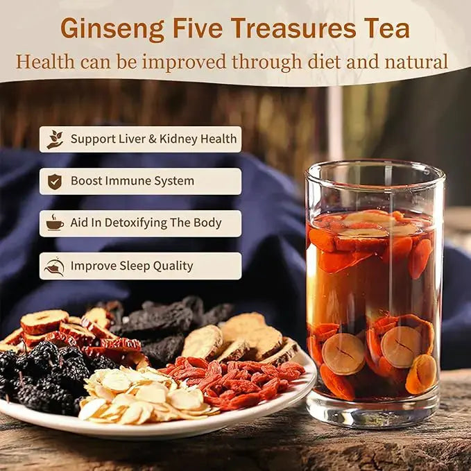 Kidney tea formula Ginseng Five Treasure TeaCombination Scented Tea Treasure Tea RedDate Wolfberry Tea Men's Tea Health TeaMulberry Herbal Formula Health Tea,#backtoschool