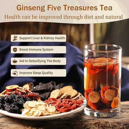 Kidney tea formula Ginseng Five Treasure TeaCombination Scented Tea Treasure Tea RedDate Wolfberry Tea Men's Tea Health TeaMulberry Herbal Formula Health Tea,#backtoschool