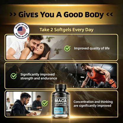 MEN’S CONFIDENCE – 20-in-1 Vitality Formula with Ashwagandha, Seamoss, Shilajit, L-Arginine & L-Citrulline | Energy & Wellness Support – 60 Capsules