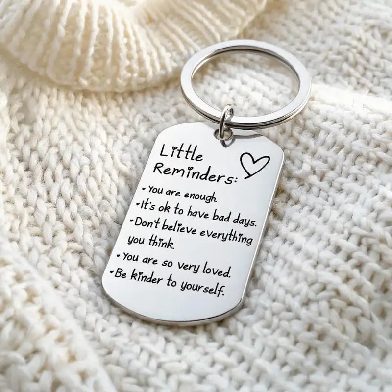 Unisex Minimalist Quote Text Keychain - Palm-Sized Tag, Polyester-Nylon Fabric, 2.8x5cm Daily Wear Accessory, All Seasons Gift with Gift Box, Keychains for Women, Uplifting Friend Present