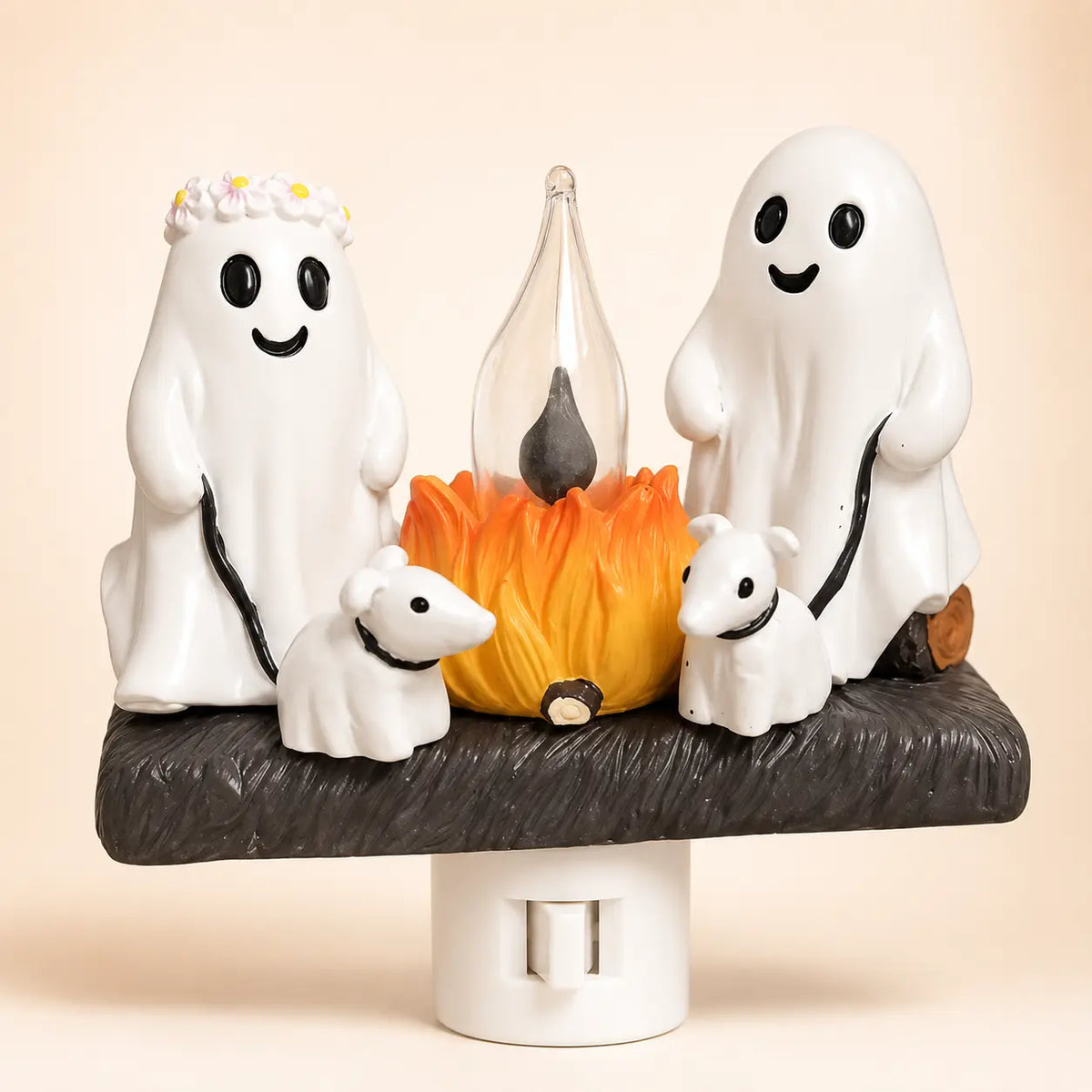 Ghost family seasonal campfire plug-in night light