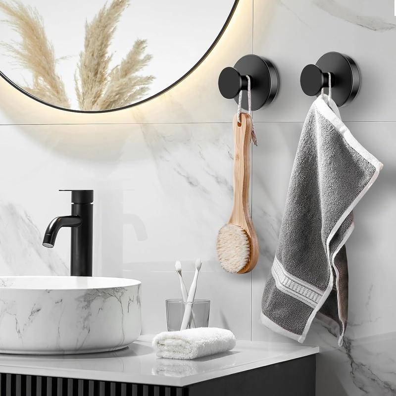 Shower Suction Cup Hooks 2 4 PCS with Replaceable Core, Vacuum Locking Wall Hooks for Bathroom, No Drilling Removable Towel Hooks for Glass Tile, Hanging Towels Robe Loofah,dorm room inspo,college dorm essentials,dorm haul