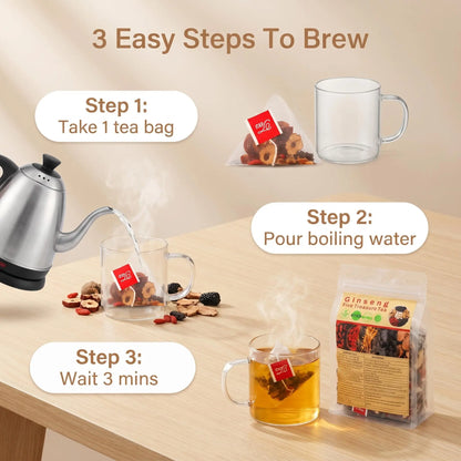 Kidney tea formula Ginseng Five Treasure TeaCombination Scented Tea Treasure Tea RedDate Wolfberry Tea Men's Tea Health TeaMulberry Herbal Formula Health Tea,#backtoschool