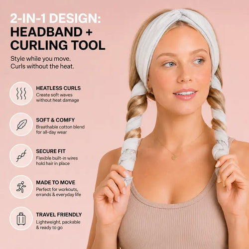 Heather Gray  Active Curling Headband – Kitsch Heatless Hair Curler for Soft Waves & Curls