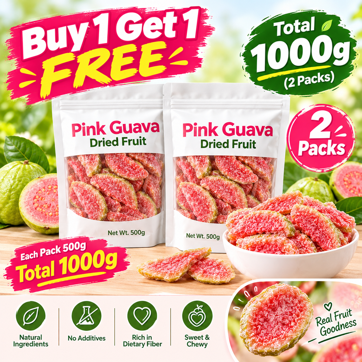1000g Dried Sweet Potato Slices – Buy 1 Get 1 Free, Naturally Sweet, Chewy & Delicious