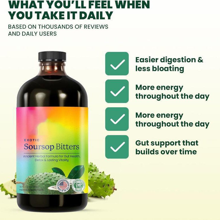 Bio-Soursop-Bitter & Schwarzkümmel-Kräutermischung | Tägliche Unterstützung der Darmgesundheit, pflanzliches Entgiftungsgetränk, Energie- & Wellness-Formel | Vegan, gentechnikfrei
