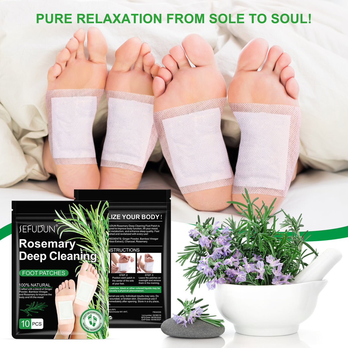 Natural Foot Detox Patches - Herbal Overnight Foot Pads for Relaxation, Deep Cleansing Foot Care & Better Sleep Routine
