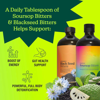 Bio-Soursop-Bitter & Schwarzkümmel-Kräutermischung | Tägliche Unterstützung der Darmgesundheit, pflanzliches Entgiftungsgetränk, Energie- & Wellness-Formel | Vegan, gentechnikfrei