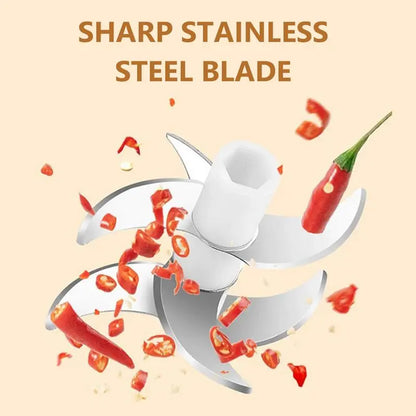 Electric Garlic Chopper, 4 Sharp Blades，Portable Veggie Chopper, 350ML Garlic Grinder Masher Onion Chopper, Blender to Vegetable, Cordless Food Processor for Ginger, Chili, Fruit, Meat, Spices, Beans, etc