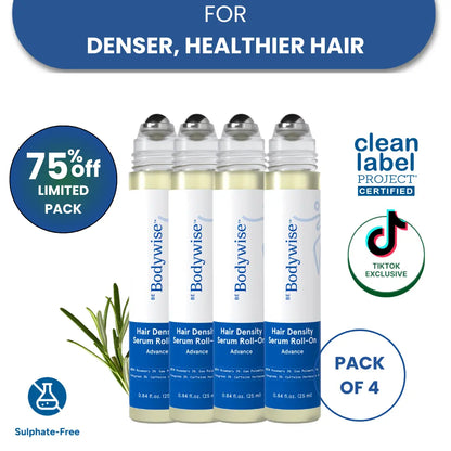 Be Bodywise Advanced Hair Density Roll-On Serum 25 ml | 5% Sägepalme, 3% Rosmarin, 1% Koffein-Herbasom & 3% Bockshornklee | Kopfhautserum für weniger Haarausfall | Männer & Frauen
