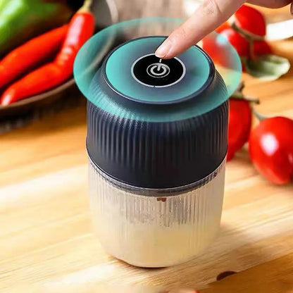 Electric Garlic Chopper, 4 Sharp Blades，Portable Veggie Chopper, 350ML Garlic Grinder Masher Onion Chopper, Blender to Vegetable, Cordless Food Processor for Ginger, Chili, Fruit, Meat, Spices, Beans, etc