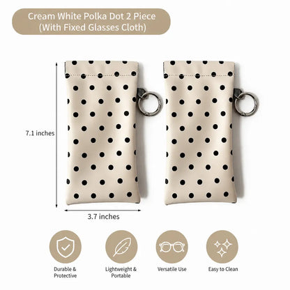 Soft PU Leather Sunglasses Pouch Elastic Opening Eyeglasses Bag, Portable Anti-Scratch Glasses Storage Case With Built-in Cleaning Cloth And Keychain, Minimalist Lightweight Protective Sleeve For Daily Travel Outdoor Women Men Accessories