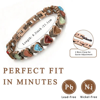 Women's Vintage Copper-Tone Bracelet with Colorful Stone Accents,Trendy Everyday Jewelry Gift for Women