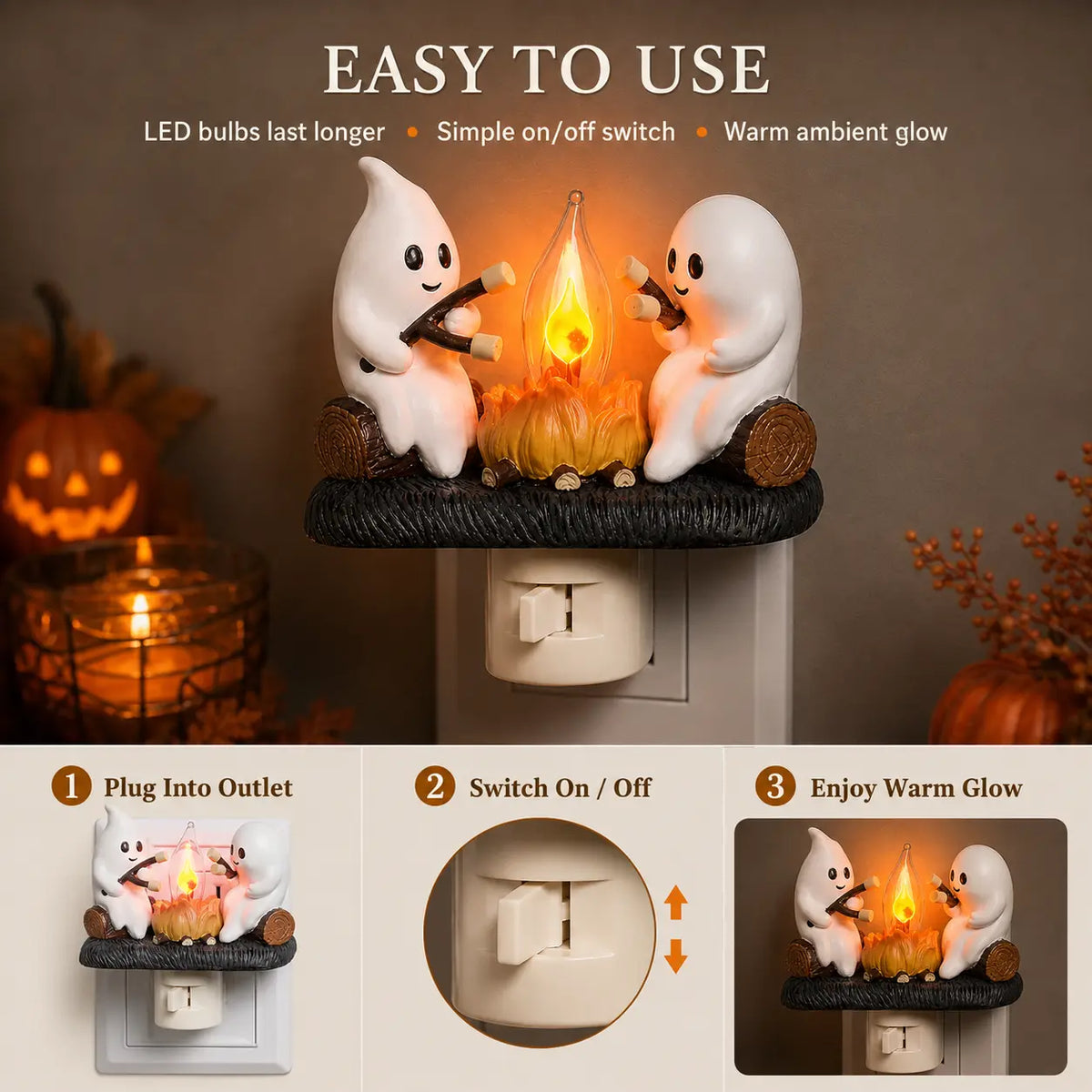 How to use 3D flickering campfire plug-in night light