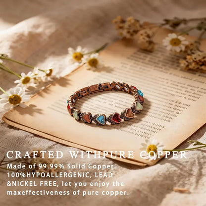 Women's Vintage Copper-Tone Bracelet with Colorful Stone Accents,Trendy Everyday Jewelry Gift for Women