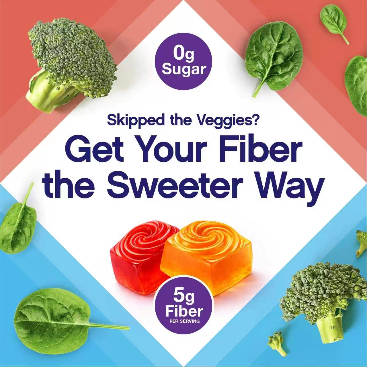 Vitafusion Sugar-Free Fiber Gummies, Berry & Peach Flavor, Supports Digestiv