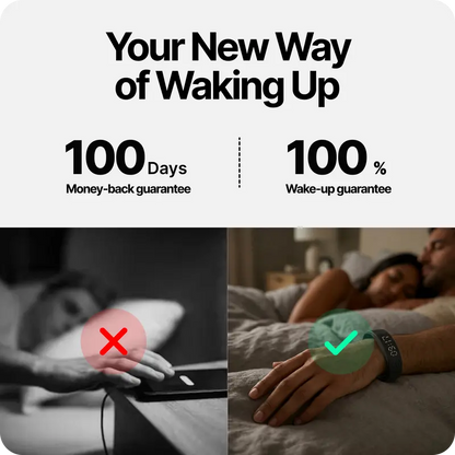 Silent Vibration Wrist-Worn Device - Portable Alarm Clock for Heavy Sleepers, Partner-Disturbance-Free, 2 Intensity Levels, Up to 3 Alarms, 14+ Day Rechargeable Battery, Portable Alarm Clocks