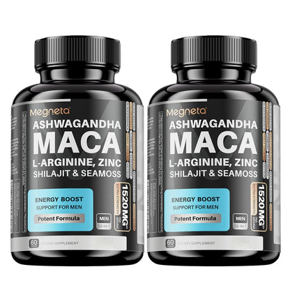 MEN’S CONFIDENCE – 20-in-1 Vitality Formula with Ashwagandha, Seamoss, Shilajit, L-Arginine & L-Citrulline | Energy & Wellness Support – 60 Capsules